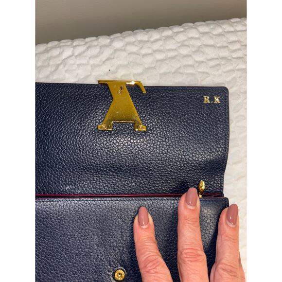 Louis Vuitton Navy Leather Envelope Wallet - Picture 5 of 6